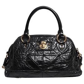 Marc by Marc Jacobs 2-Way-Tasche aus schwarzem knittrigem Leder
