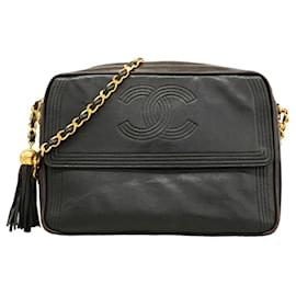 Chanel Schultertasche aus schwarzem Lammleder