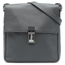 Borsa a tracolla da viaggio Prada in Saffiano grigio