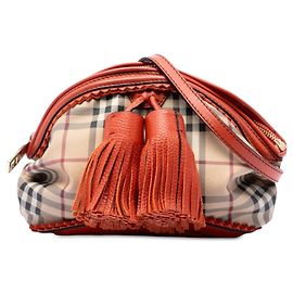 Borsa a tracolla Burberry Beige Prorsum Haymarket Check in tela rivestita con nappe e dettagli brogue