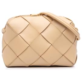 Bottega Veneta Beige Small Lambskin Intreccio Cassette Camera Bag