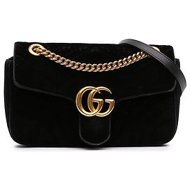 Borsa a tracolla Gucci GG Marmont Matelassé in velluto nero Medium