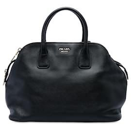 Borsa Prada Black Saffiano Cuir Triple Zip Dome Top Handle Bag