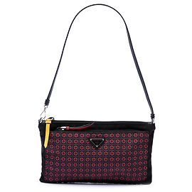 Borsa a tracolla Prada in Tessuto Stampato Geometrico Nero
