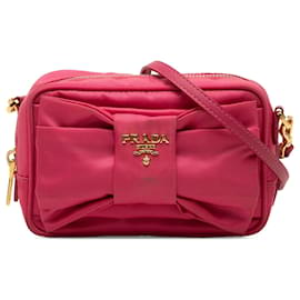 Borsa Camera Prada in Tessuto Rosa con Fiocco