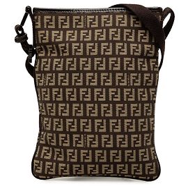 Borsa a tracolla Fendi in tela Zucchino marrone
