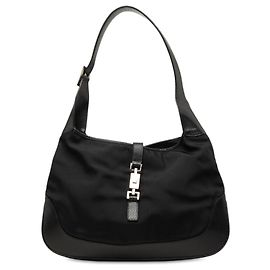 Borsa a tracolla Jackie Gucci in nylon nero