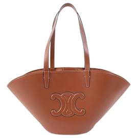 Borsa Tote Celine Cuir Triomphe in Pelle di Vitello Liscia Marrone Medium - Céline