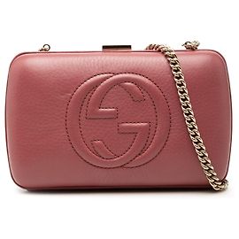 Gucci Soho Clutch mit Kette aus rosa Kalbsleder