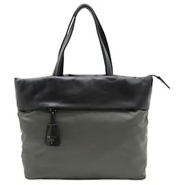 Borsa reversibile Prada in Tessuto e Nappa grigia