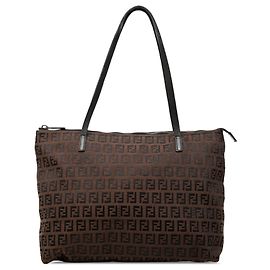 Borsa Tote Fendi Small Zucchino Canvas Marrone