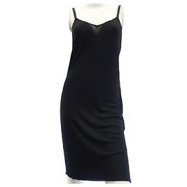 Chanel Slip-Kleid aus schwarzer Viskose