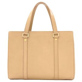 Céline Sac à main Celine Logo en cuir beige