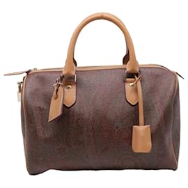 Borsa Satchel Etro con stampa Paisley in tela rivestita marrone