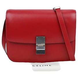 Céline Borsa a tracolla in pelle Classic Box Small Rossa Silver
