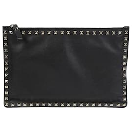 Clutch Rockstud Valentino Garavani Nera in Pelle
