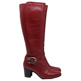Botas altas con hebilla Gucci Dionysus en cuero burgundy