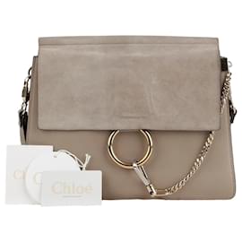 Borsa a tracolla e spalla Pay in pelle scamosciata grigio medio - Chloé