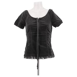 Top de algodón marrón Miu Miu