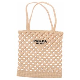 Borsa a mano Prada in paglia beige