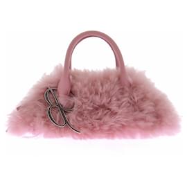 Borsa a mano in pelliccia rosa Blumarine