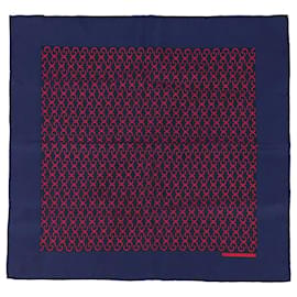 Fazzoletto da taschino Hermès Gordon Rosso Blu Navy Seta