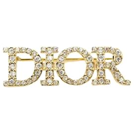 Damenbrosche aus weißem Metall mit Revolution-Finish, vergoldet und mit Kristallen besetzt - Dior