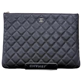 Chanel Clutch Classic Caviar Logo CC Black Series