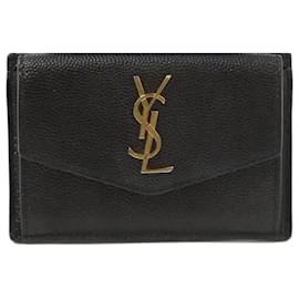 Uptown Monogram Kartenetui Schwarz mit goldfarbener Hardware - Saint Laurent