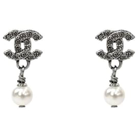 Silberohrringe mit Perle und Zirkonia - Chanel