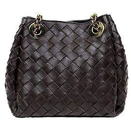 Bottega Veneta Borsa a tracolla Parachute piccola in pelle marrone