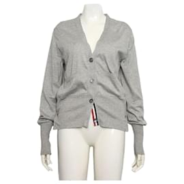 Cardigan aus Seidenmischung mit Intarsia-Streifen für Damen Grau - Thom Browne
