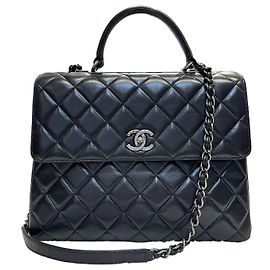 Chanel Lambskin Trendy CC Large Black Silver