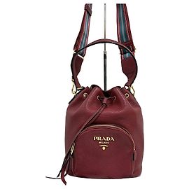 Prada Bolso Bucket Crossbody Vittelo Dino Rojo
