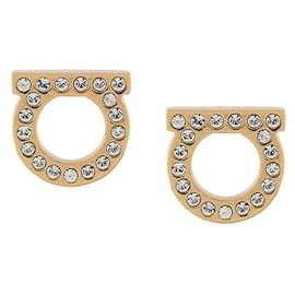 Salvatore Ferragamo Orecchini Gancini Stud Crystal Small Gold
