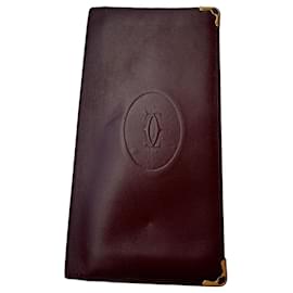 Cartera bifold Cartier de cuero borgoña