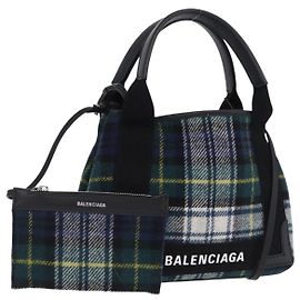 Borsa Cabas XS BALENCIAGA in lana 2 vie Verde Argento 390346 Auth ka5745A