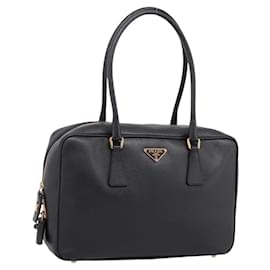 Bolsa PRADA Saffiano Black Gold Tone Auth am12372SAM - Prada