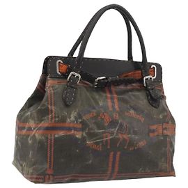 Borsa a mano FENDI Celeria Canvas Brown Silver 8BN156 Auth BA14857