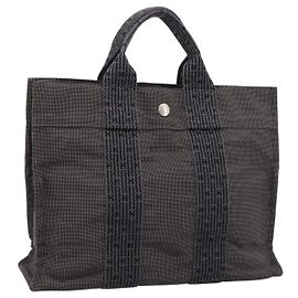 Hermès Borsa HERMES Her Line PM Canvas Grigio Argento Auth 198484A