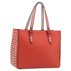 Borsa Tote BOTTEGA VENETA INTRECCIATO in pelle rossa autentica 195966V
