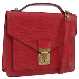 Borsa a mano LOUIS VUITTON Epi Monceau 28 Rossa M40783 LV Auth 197039