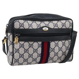 Borsa a tracolla GUCCI GG Supreme Sherry Line PVC Navy Gold 120 02 004 Auth 198356