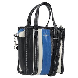BALENCIAGA Bazaar Shopper XXS Bag Leather 2way Black Silver 513988 Auth 196682A