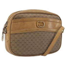 Borsa a tracolla GUCCI Micro GG PVC Pelle Beige Tono Oro 26 001 3628 Auth BA14880