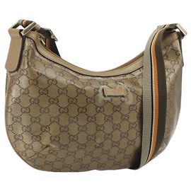 Borsa GUCCI GG Crystal Sherry Line Coated Canvas Beige Gold 181092 Auth 196336