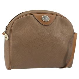 Borsa a tracolla Christian Dior in pelle beige e oro Auth ka5732