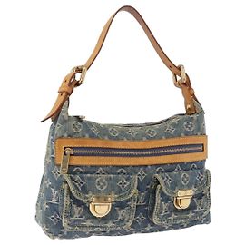 LOUIS VUITTON Monogram Denim Buggy PM Shoulder Bag Blue M95049 LV Auth 198378V