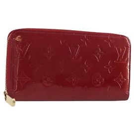 LOUIS VUITTON Monogram Vernis Zippy Wallet Rouge Grunadine M91732 Auth am12259V