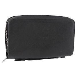 LOUIS VUITTON Taiga Zippy XL Long Wallet Black M44275 LV Auth 196706